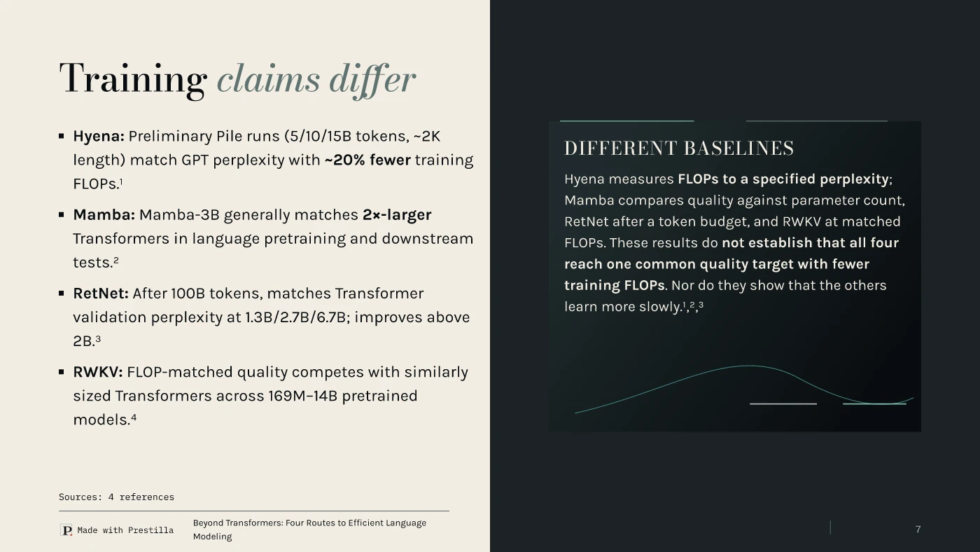 Nocturne / Instrument: Training evidence supports different efficiency claims. Slide 7 from the same deck.