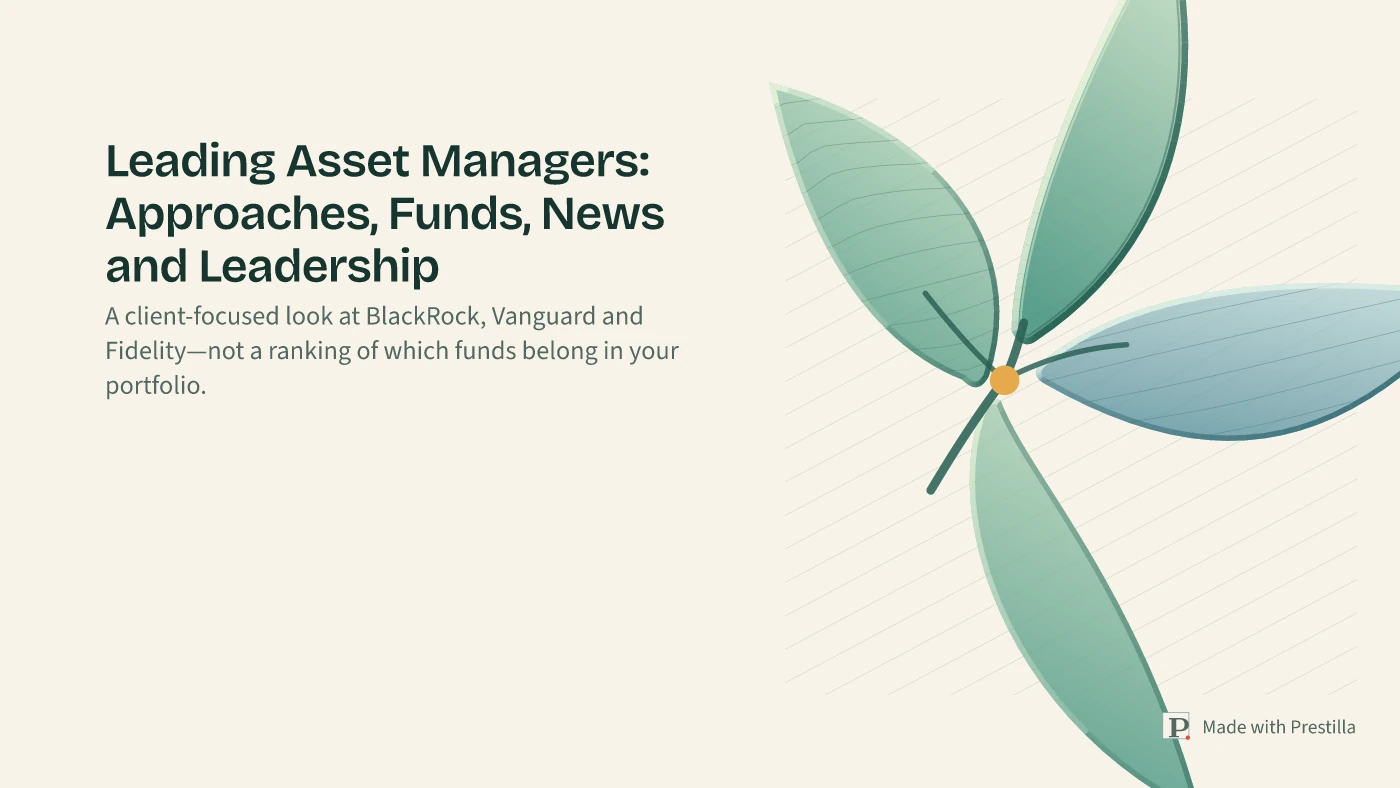 Shared Light — Open Canopy: Leading Asset Managers: A Client Guide. Slide 1 from Leading Asset Managers: Approaches, Funds, News and Leadership. Actual Prestilla output.